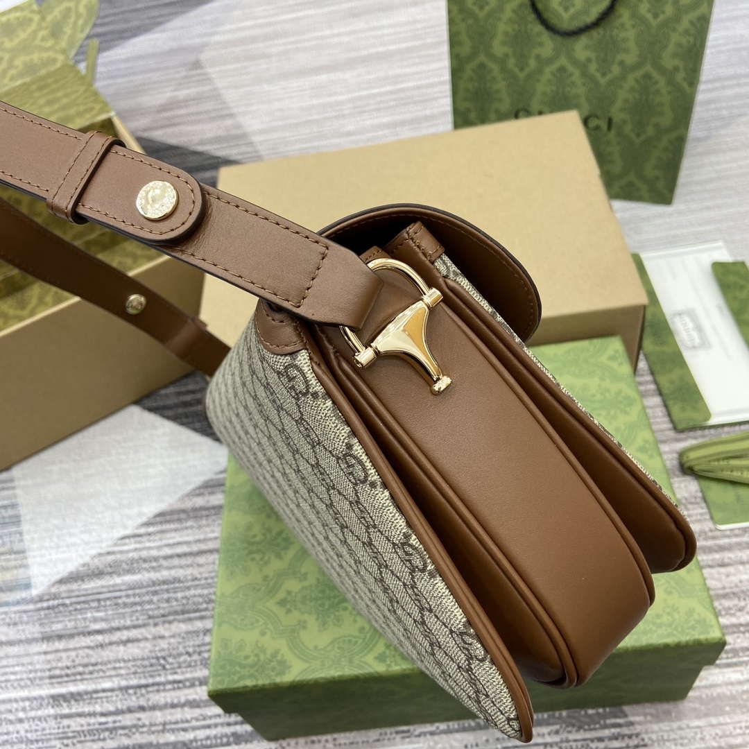 Gucci 815178 Gucci Horsebit 1955 Soft Medium Shoulder Bag Brown leather trim - Default Title - View 3