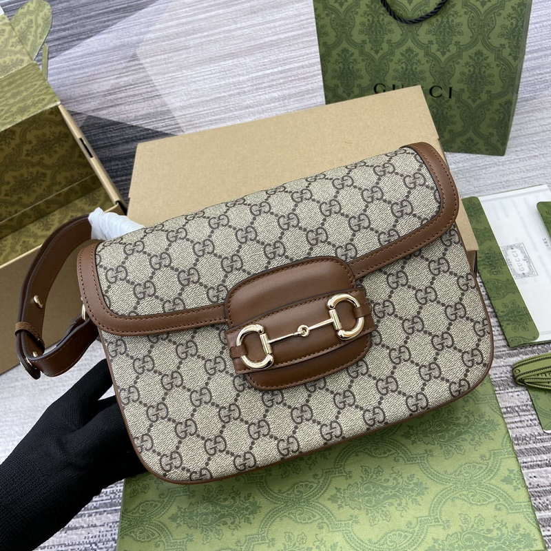 Gucci 815178 Gucci Horsebit 1955 Soft Medium Shoulder Bag Brown leather trim