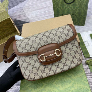 Gucci 815178 Gucci Horsebit 1955 Soft Medium Shoulder Bag Brown leather trim - Default Title - View 4