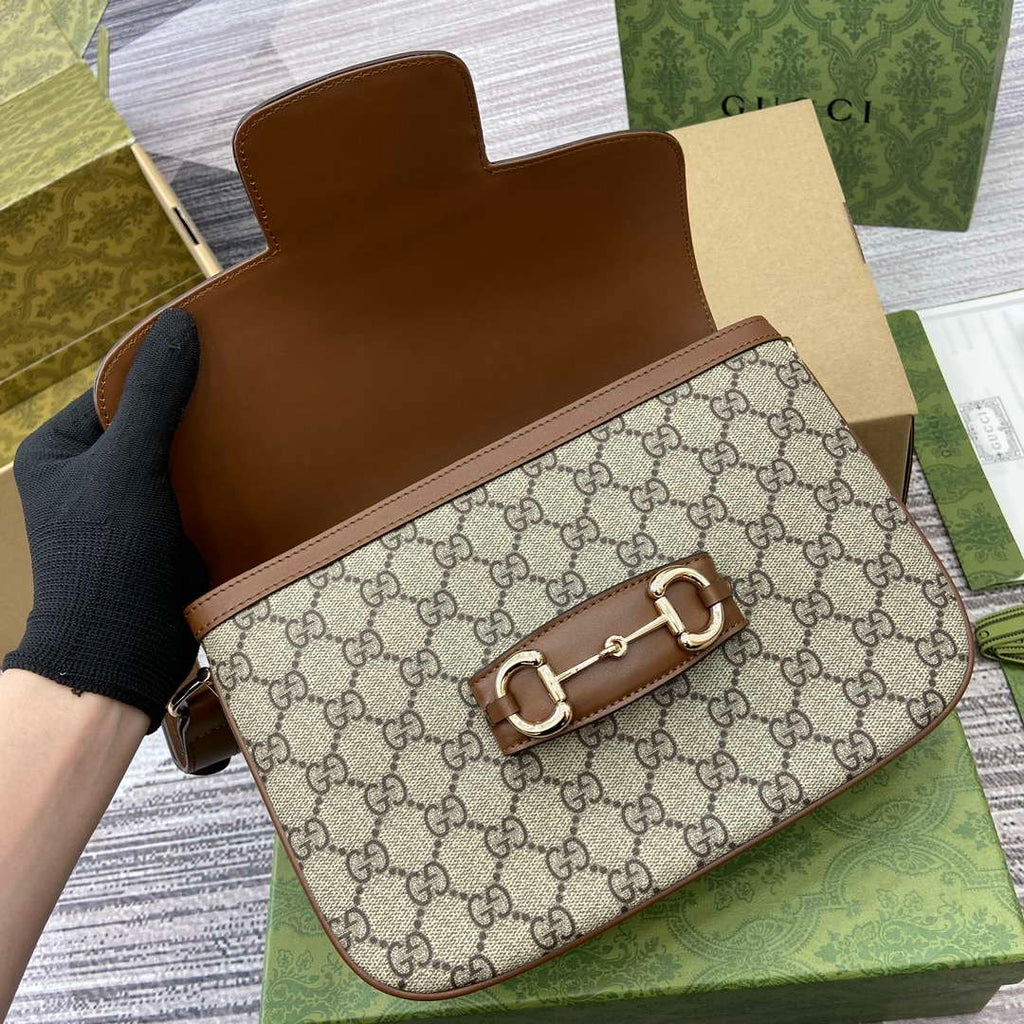 Gucci 815178 Gucci Horsebit 1955 Soft Medium Shoulder Bag Brown leather trim