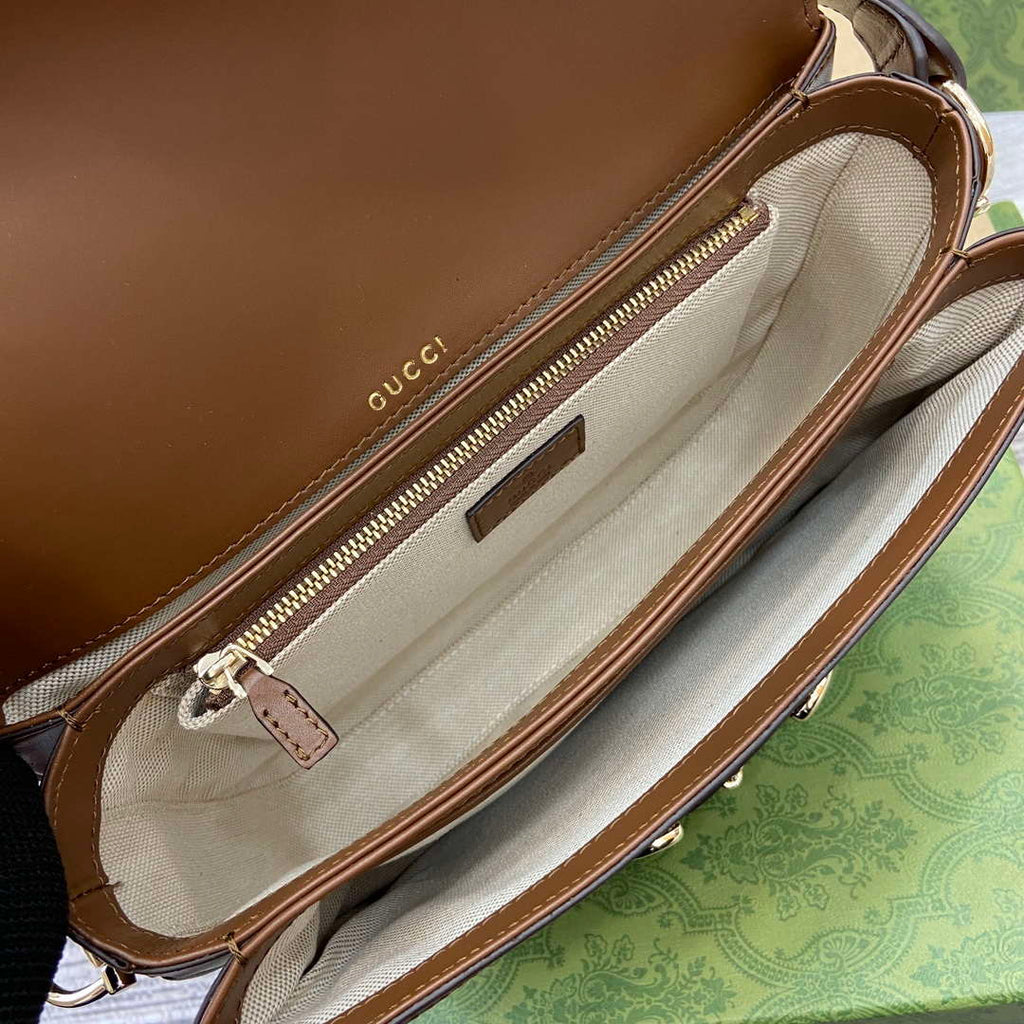 Gucci 815178 Gucci Horsebit 1955 Soft Medium Shoulder Bag Brown leather trim