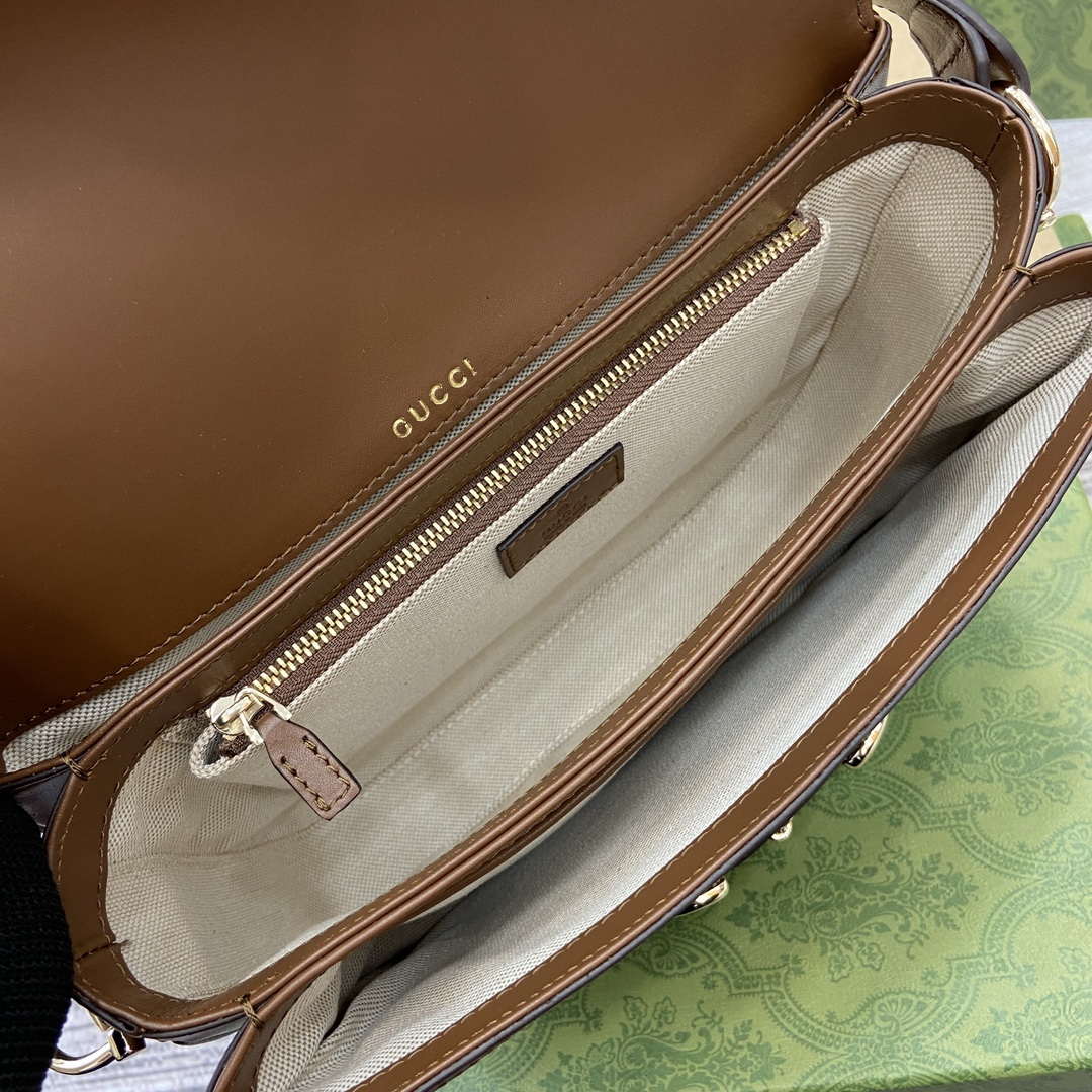 Gucci 815178 Gucci Horsebit 1955 Soft Medium Shoulder Bag Brown leather trim - Default Title - View 7