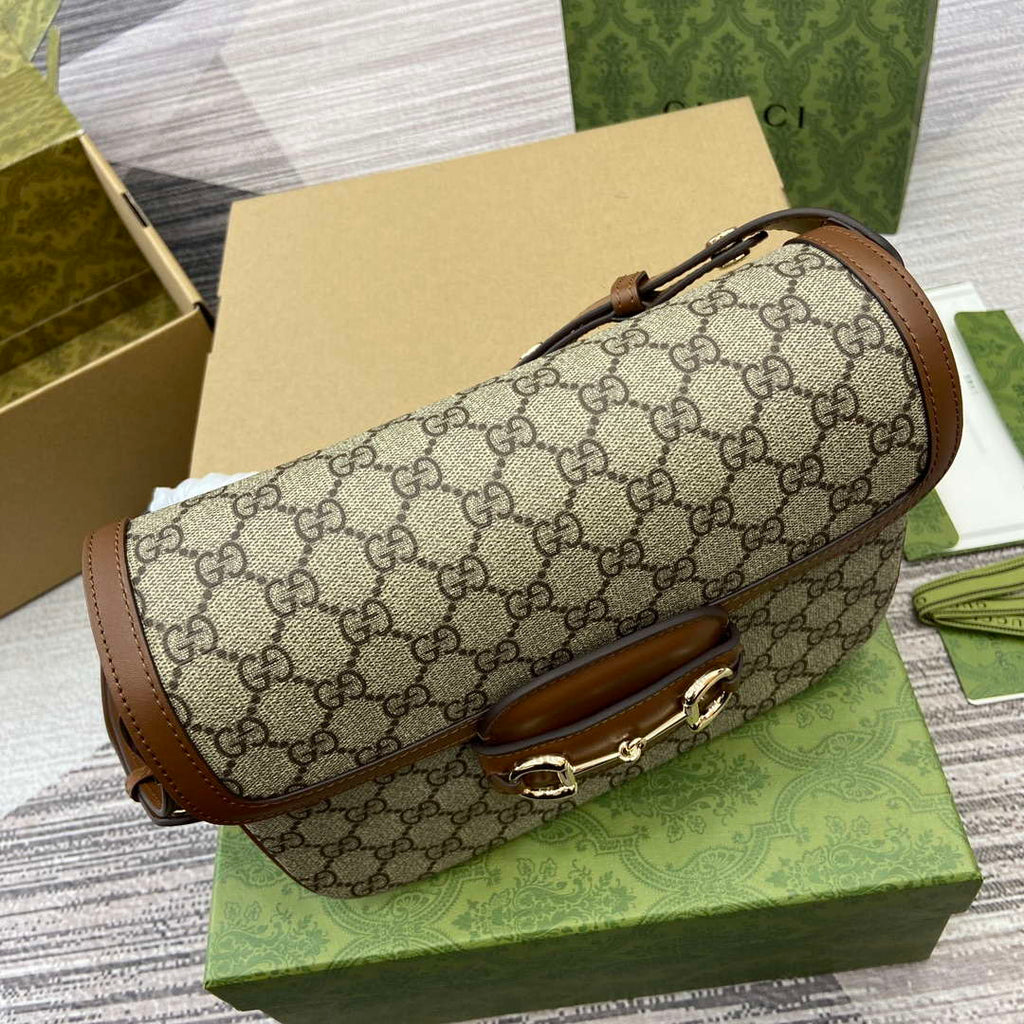 Gucci 815178 Gucci Horsebit 1955 Soft Medium Shoulder Bag Brown leather trim