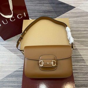 Gucci 815178 Gucci Horsebit 1955 Soft Medium Shoulder Bag Brown - Default Title - View 1