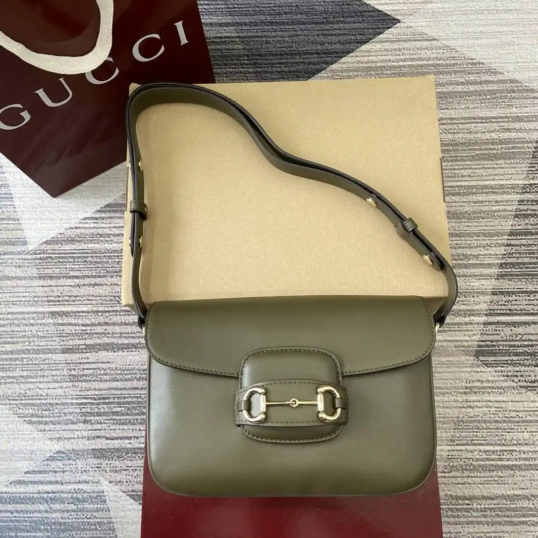 Gucci 815178 Gucci Horsebit 1955 Soft Medium Shoulder Bag Green