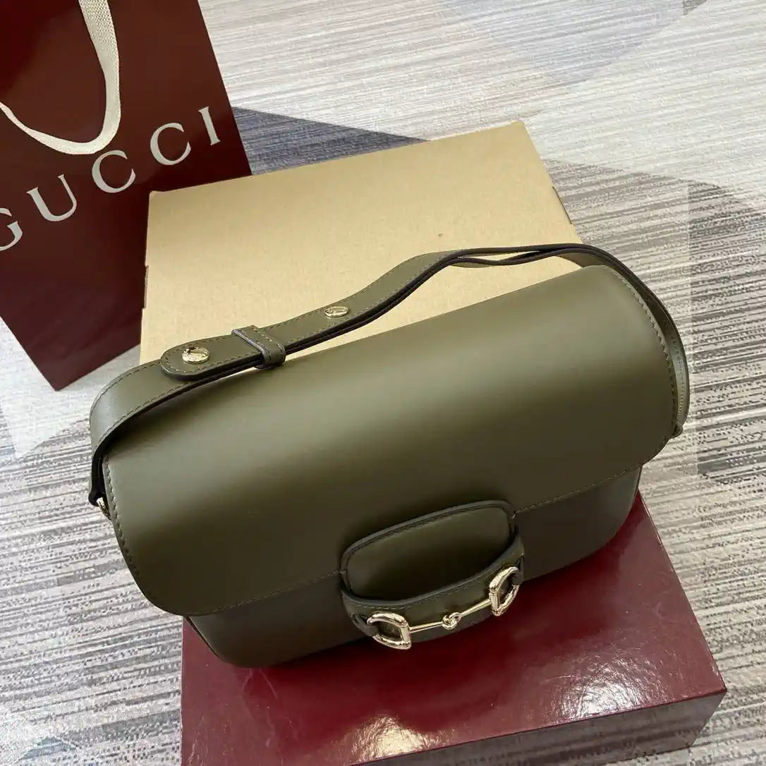 Gucci 815178 Gucci Horsebit 1955 Soft Medium Shoulder Bag Green