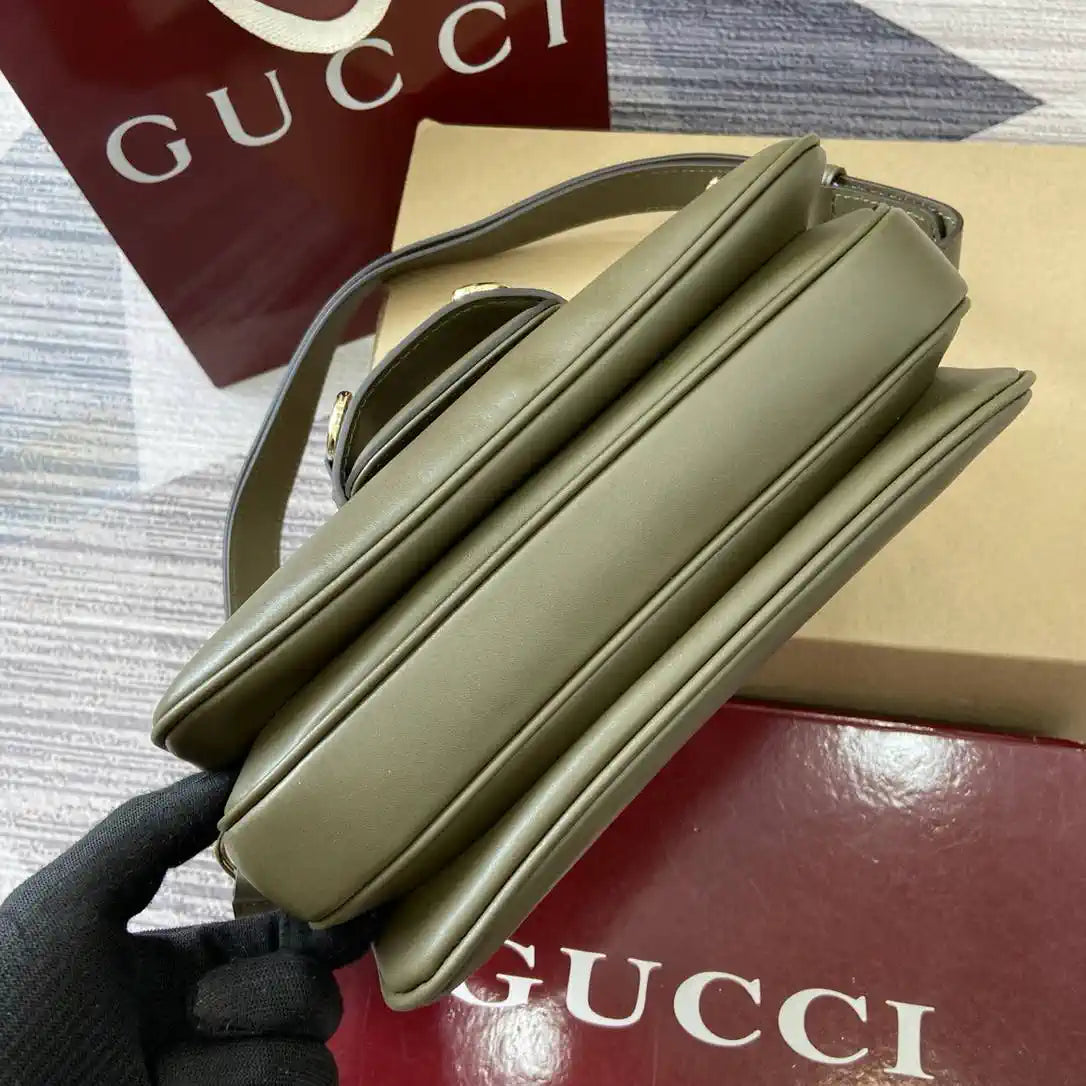 Gucci 815178 Gucci Horsebit 1955 Soft Medium Shoulder Bag Green
