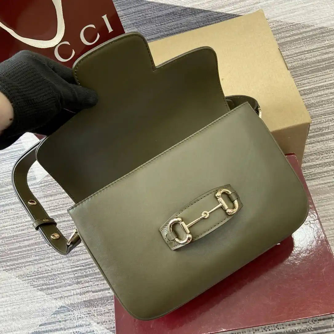 Gucci 815178 Gucci Horsebit 1955 Soft Medium Shoulder Bag Green