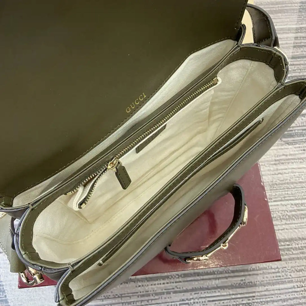 Gucci 815178 Gucci Horsebit 1955 Soft Medium Shoulder Bag Green