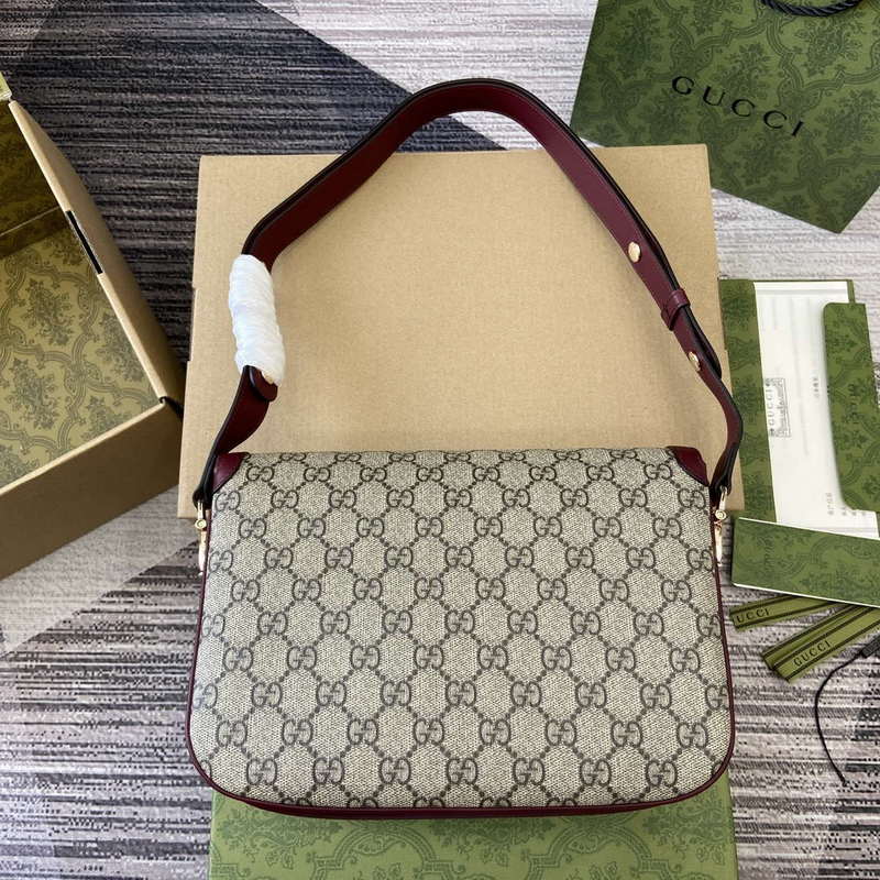 Gucci 815178 Gucci Horsebit 1955 Soft Medium Shoulder Bag Red leather trim