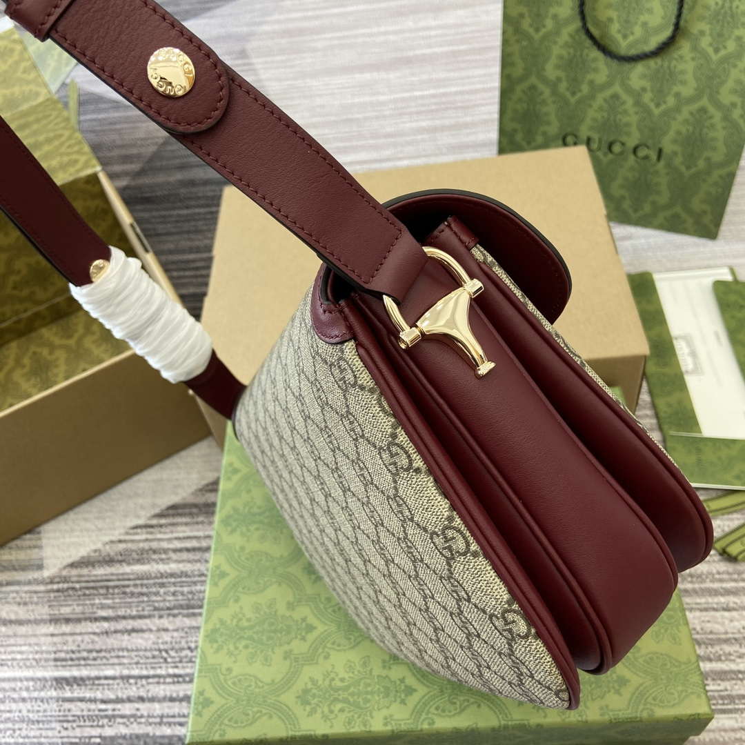 Gucci 815178 Gucci Horsebit 1955 Soft Medium Shoulder Bag Red leather trim - Default Title - View 3