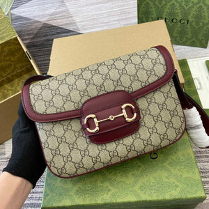 Gucci 815178 Gucci Horsebit 1955 Soft Medium Shoulder Bag Red leather trim - Default Title - View 4