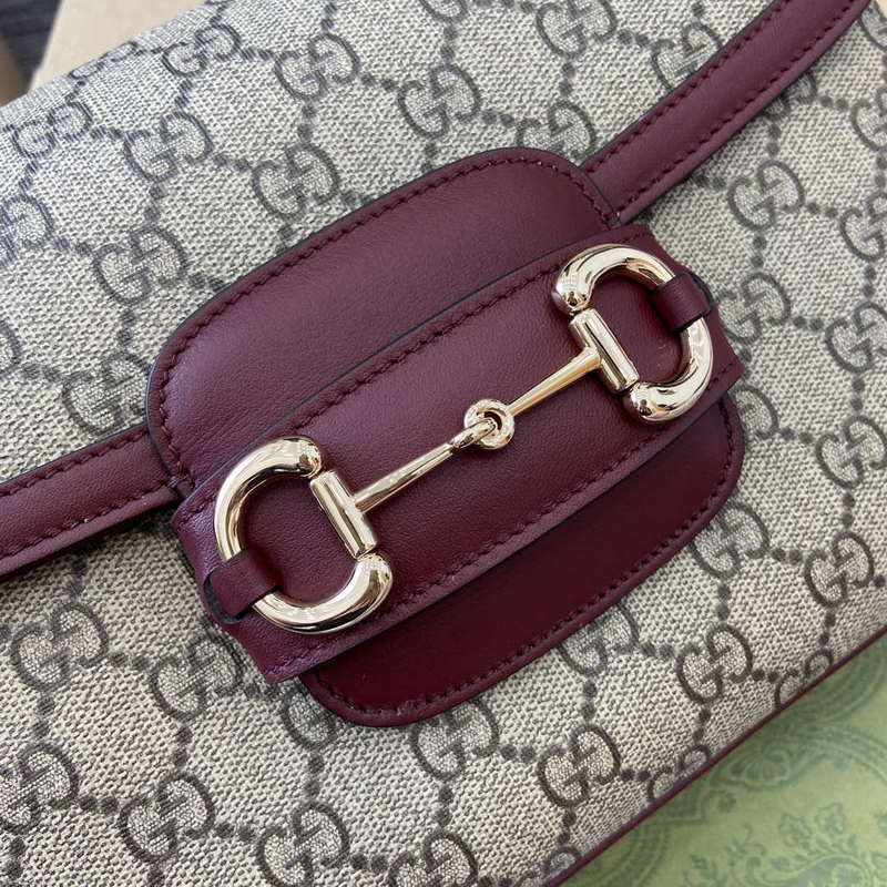 Gucci 815178 Gucci Horsebit 1955 Soft Medium Shoulder Bag Red leather trim