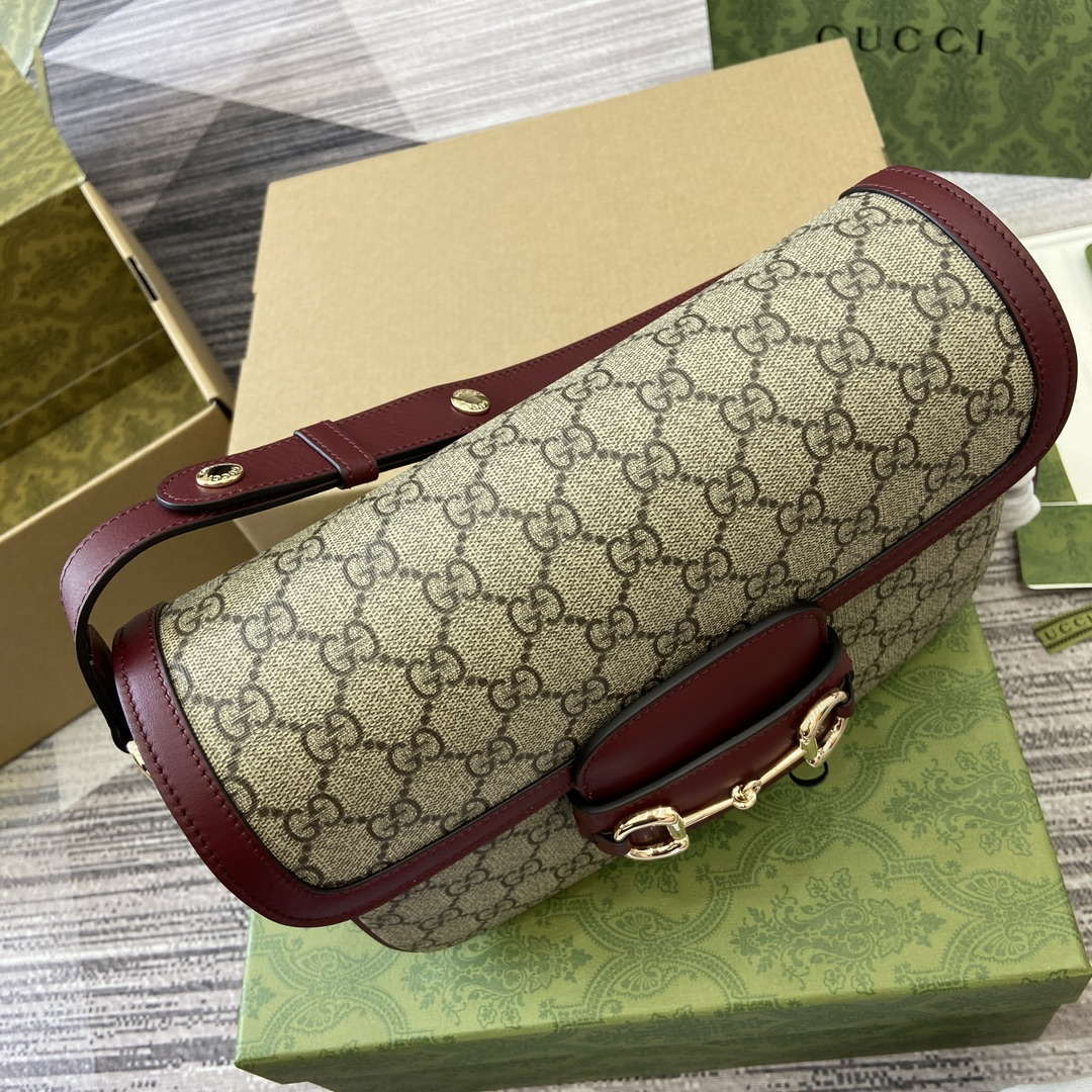 Gucci 815178 Gucci Horsebit 1955 Soft Medium Shoulder Bag Red leather trim - Default Title - View 6