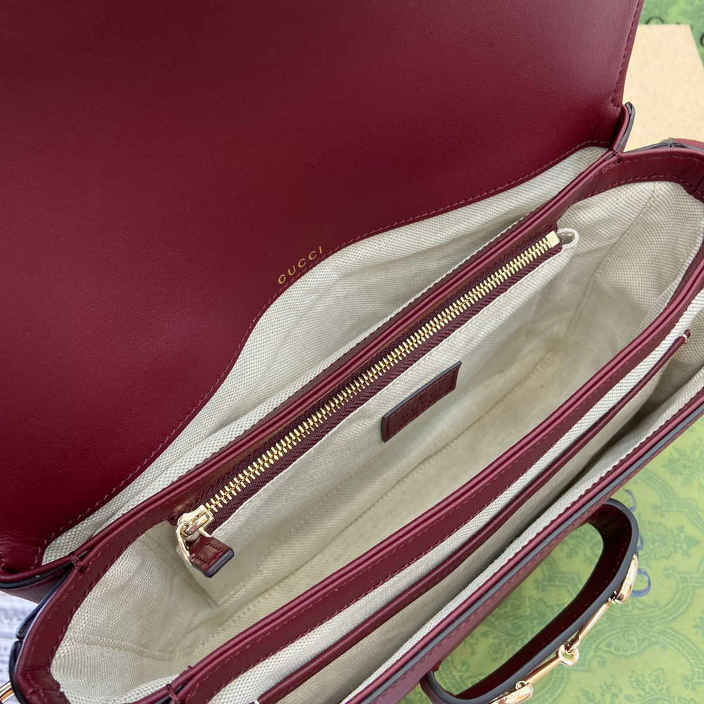 Gucci 815178 Gucci Horsebit 1955 Soft Medium Shoulder Bag Red leather trim