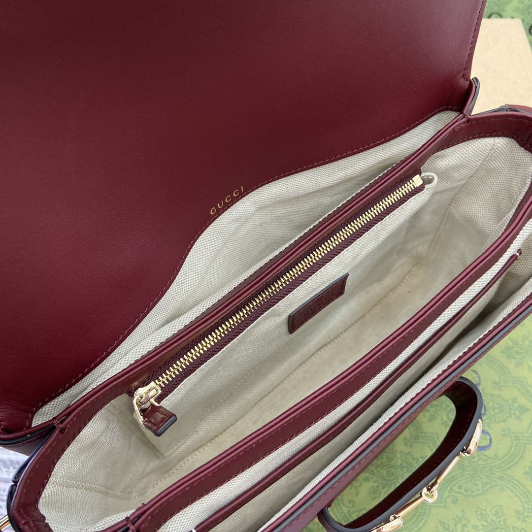 Gucci 815178 Gucci Horsebit 1955 Soft Medium Shoulder Bag Red leather trim - Default Title - View 9