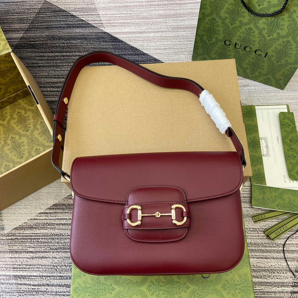 Gucci 815178 Gucci Horsebit 1955 Soft Medium Shoulder Bag Red