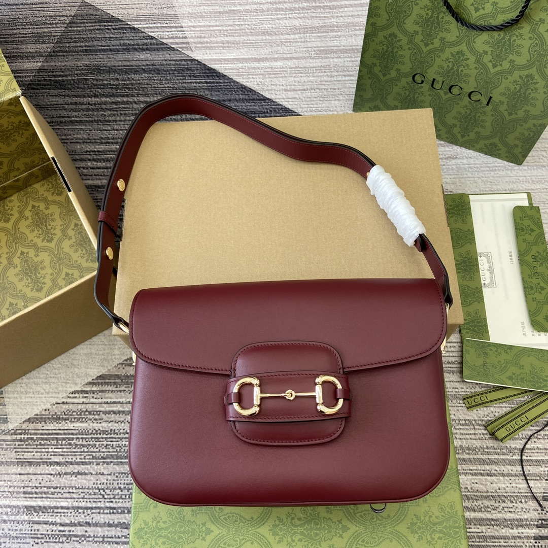 Gucci 815178 Gucci Horsebit 1955 Soft Medium Shoulder Bag Red - Default Title - View 1