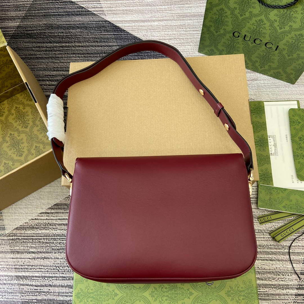 Gucci 815178 Gucci Horsebit 1955 Soft Medium Shoulder Bag Red