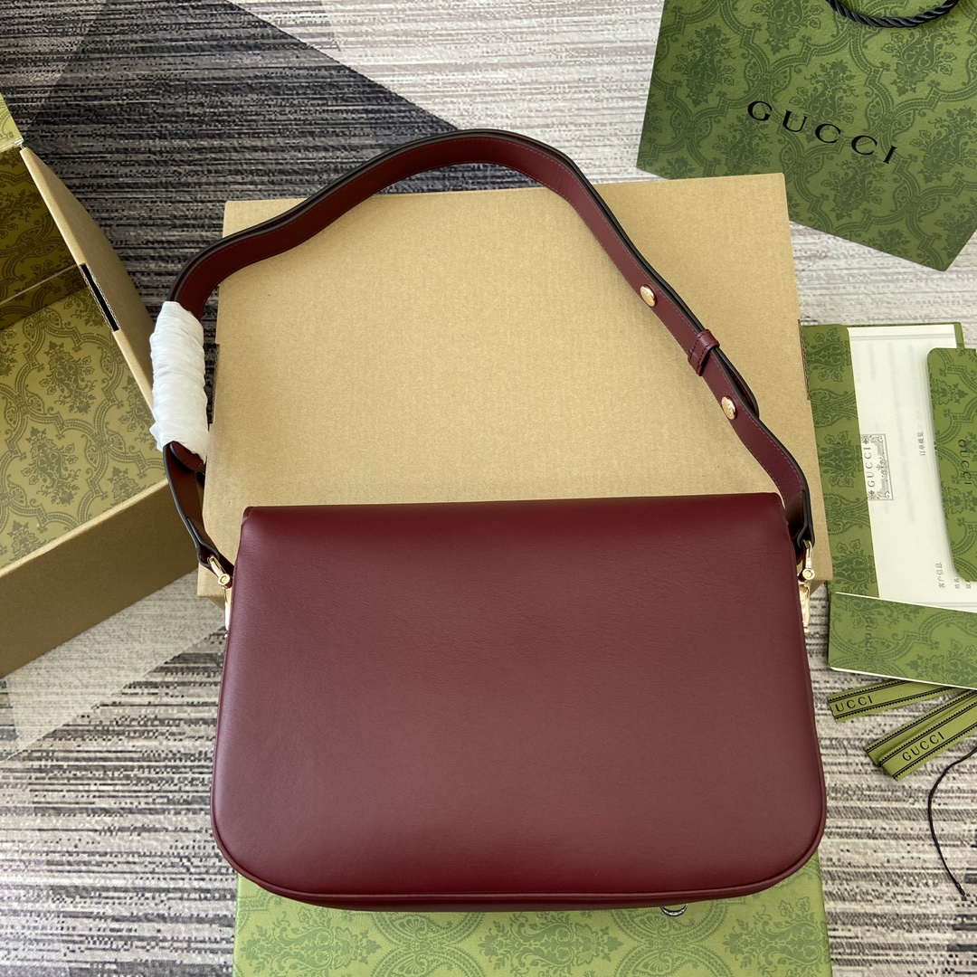 Gucci 815178 Gucci Horsebit 1955 Soft Medium Shoulder Bag Red