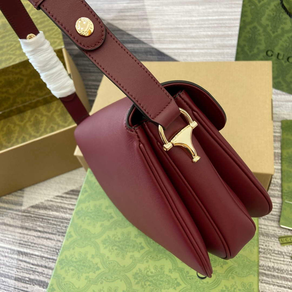 Gucci 815178 Gucci Horsebit 1955 Soft Medium Shoulder Bag Red