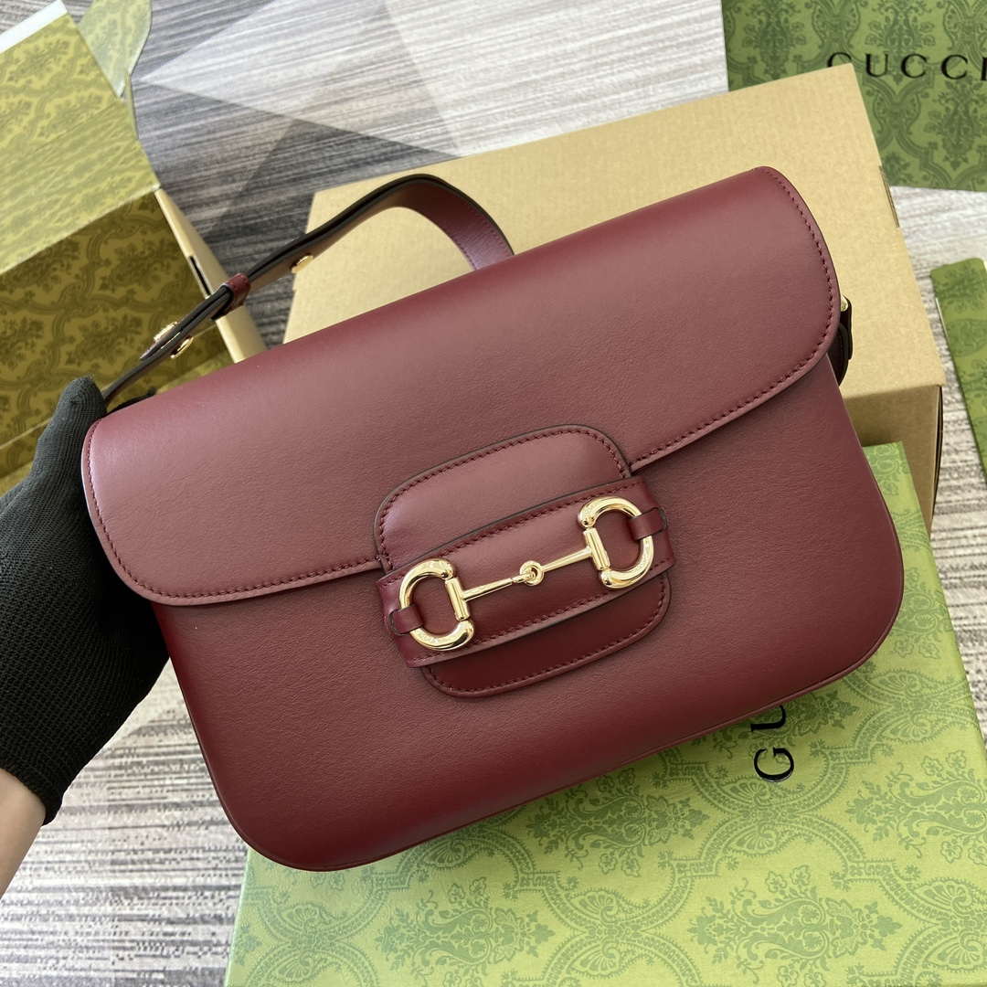 Gucci 815178 Gucci Horsebit 1955 Soft Medium Shoulder Bag Red