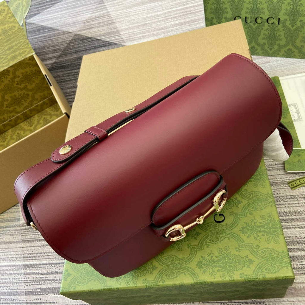 Gucci 815178 Gucci Horsebit 1955 Soft Medium Shoulder Bag Red