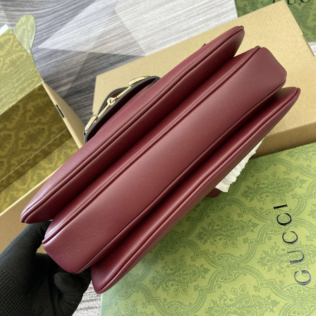 Gucci 815178 Gucci Horsebit 1955 Soft Medium Shoulder Bag Red