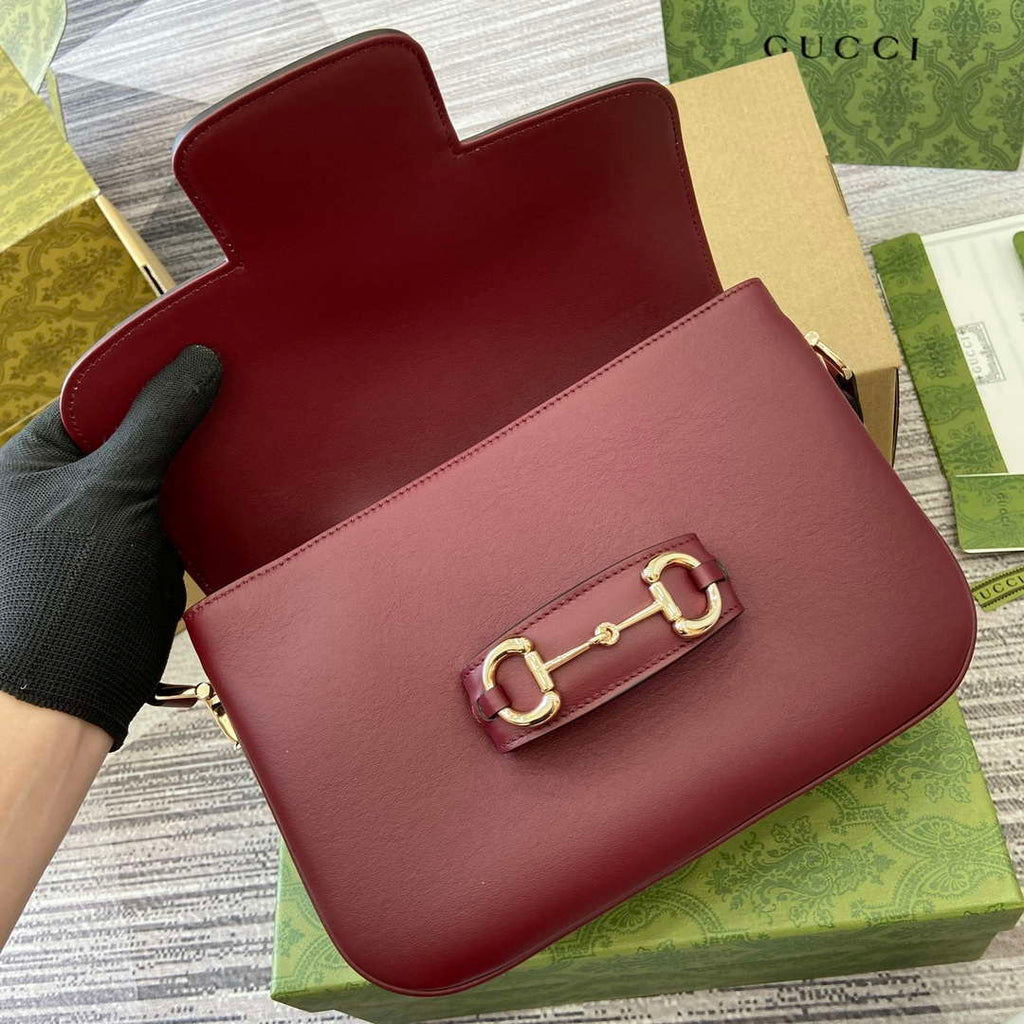 Gucci 815178 Gucci Horsebit 1955 Soft Medium Shoulder Bag Red