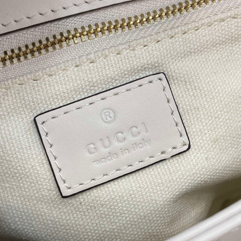 Gucci 815178 Gucci Horsebit 1955 Soft Medium Shoulder Bag White leather trim