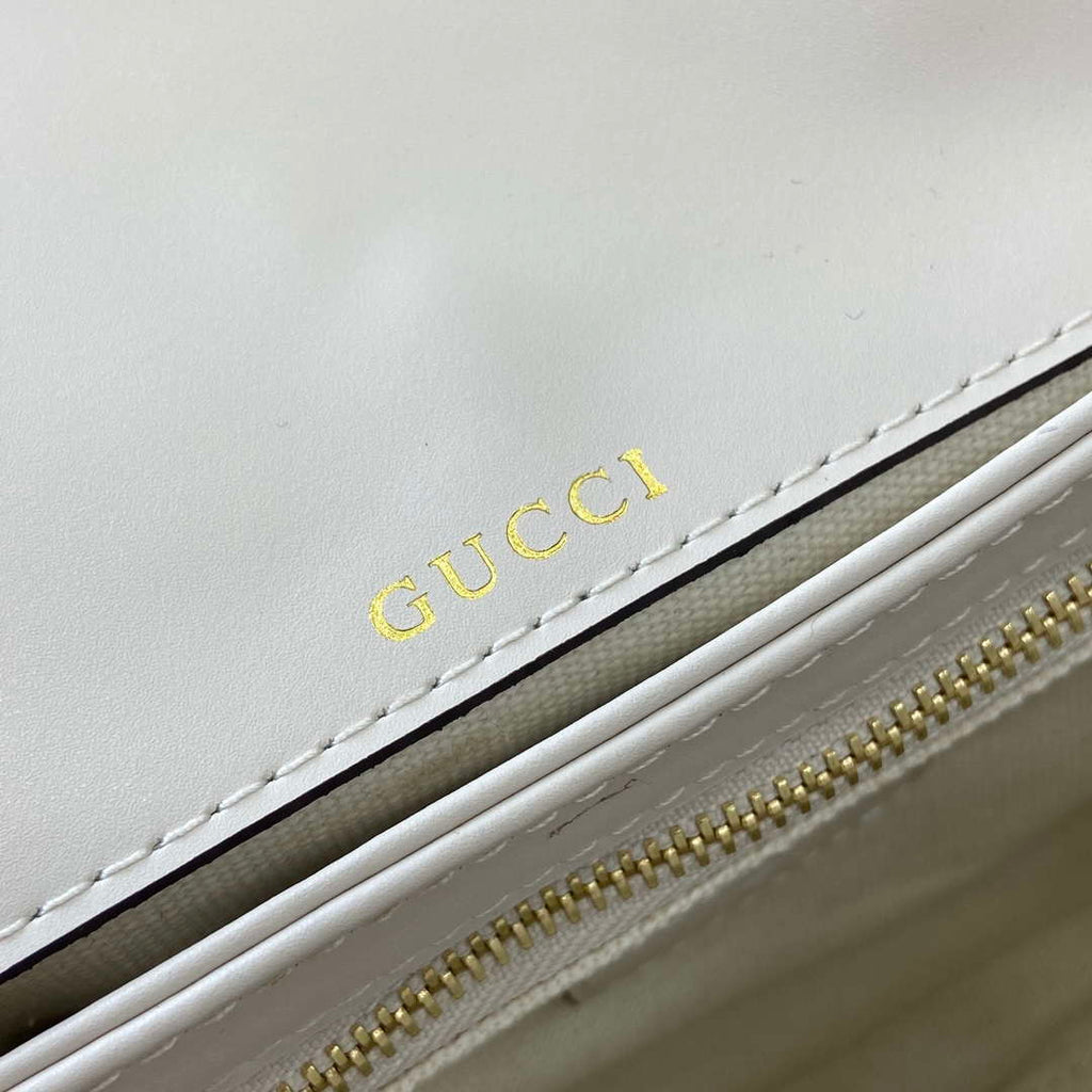 Gucci 815178 Gucci Horsebit 1955 Soft Medium Shoulder Bag White leather trim