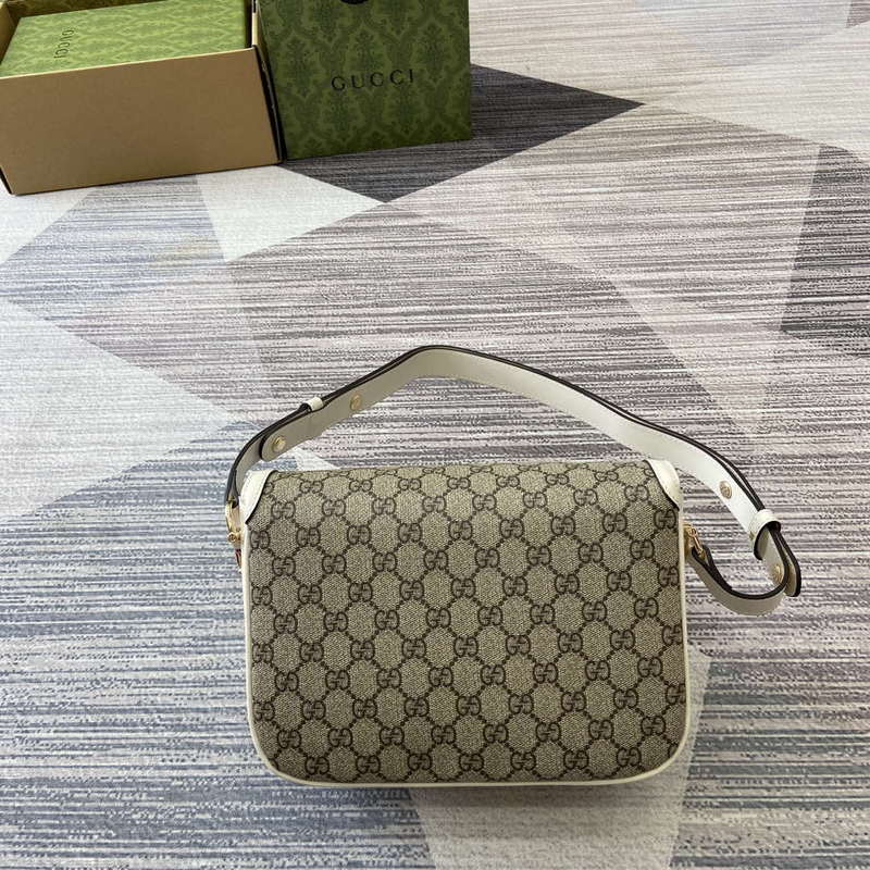 Gucci 815178 Gucci Horsebit 1955 Soft Medium Shoulder Bag White leather trim