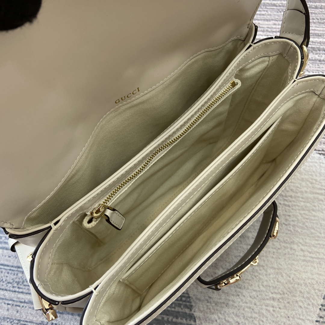 Gucci 815178 Gucci Horsebit 1955 Soft Medium Shoulder Bag White leather trim - Default Title - View 8