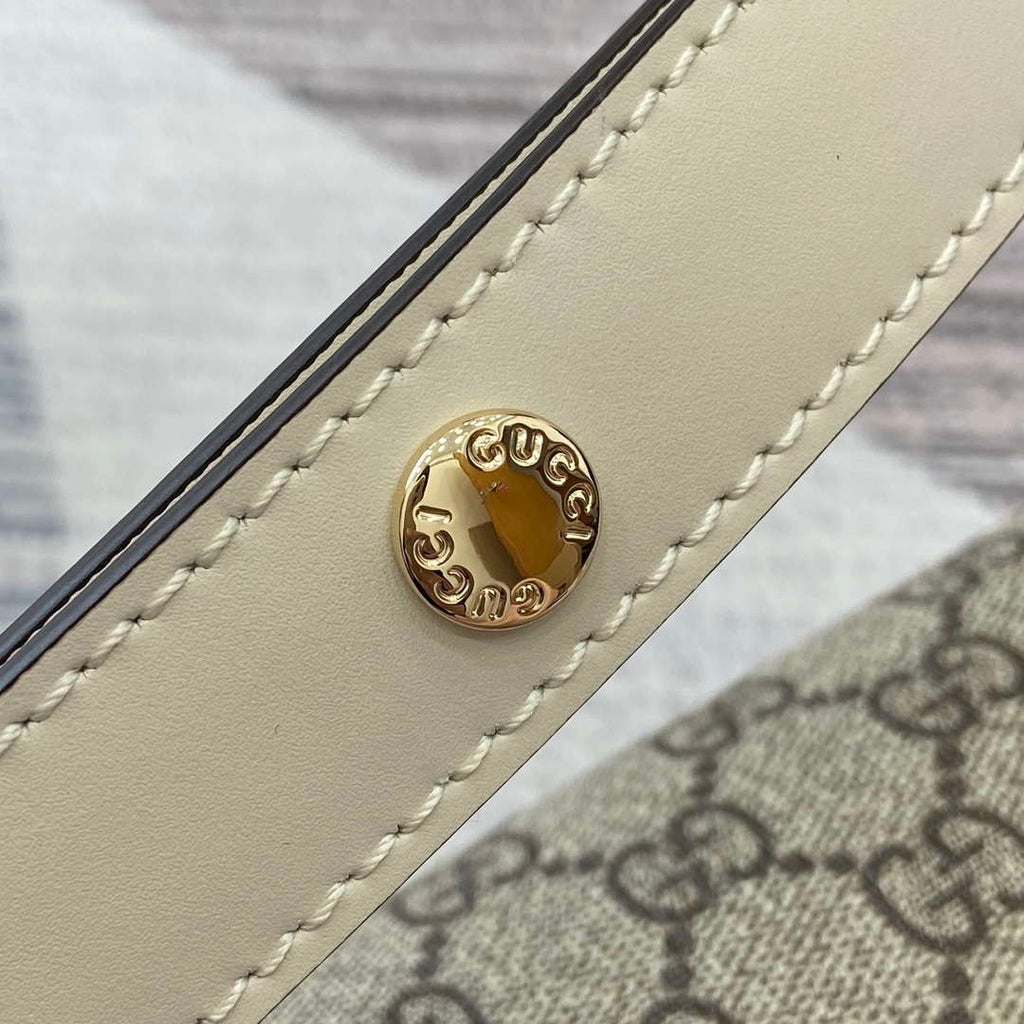 Gucci 815178 Gucci Horsebit 1955 Soft Medium Shoulder Bag White leather trim