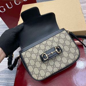 Gucci 815205 Gucci Horsebit 1955 Soft Small Shoulder Bag Black leather trim - Default Title - View 11