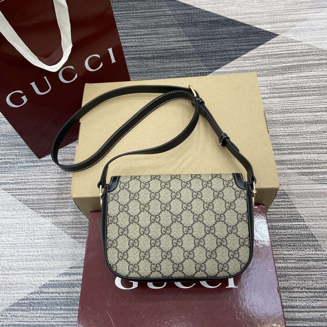 Gucci 815205 Gucci Horsebit 1955 Soft Small Shoulder Bag Black leather trim - Default Title - View 2