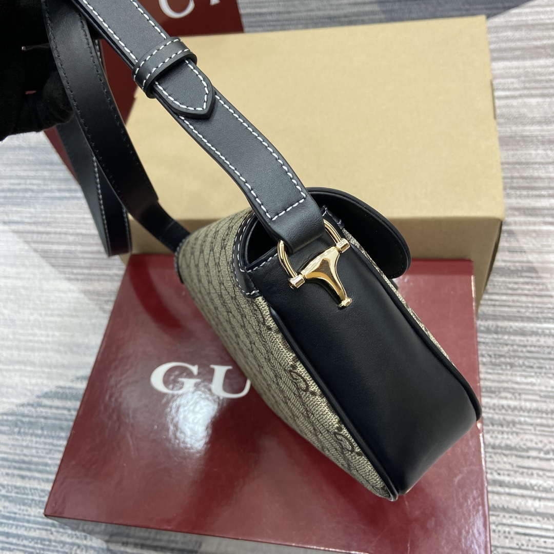 Gucci 815205 Gucci Horsebit 1955 Soft Small Shoulder Bag Black leather trim - Default Title - View 3