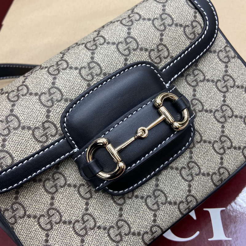 Gucci 815205 Gucci Horsebit 1955 Soft Small Shoulder Bag Black leather trim