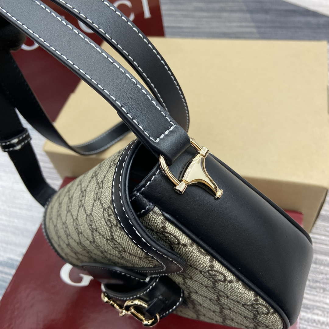 Gucci 815205 Gucci Horsebit 1955 Soft Small Shoulder Bag Black leather trim - Default Title - View 7