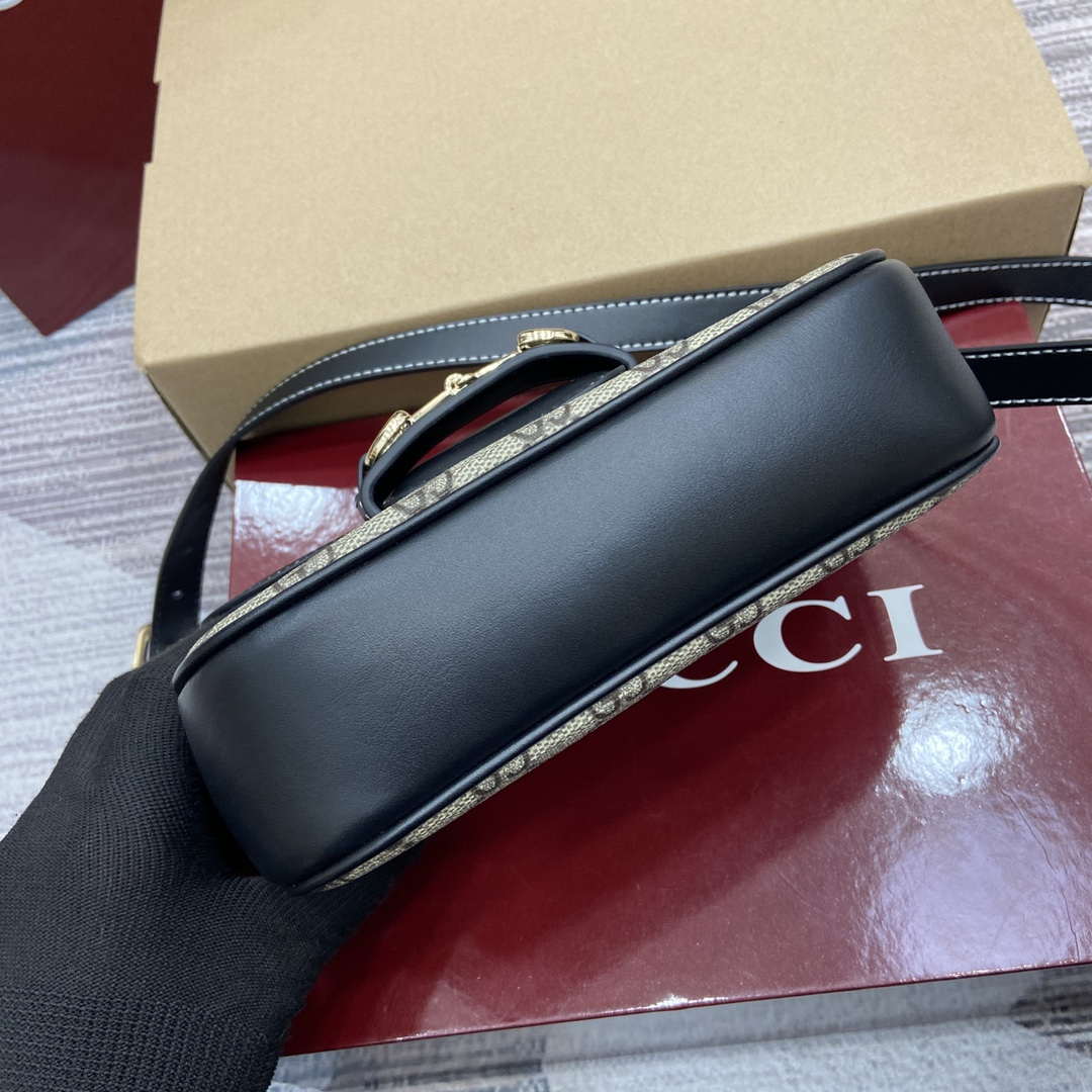 Gucci 815205 Gucci Horsebit 1955 Soft Small Shoulder Bag Black leather trim - Default Title - View 8
