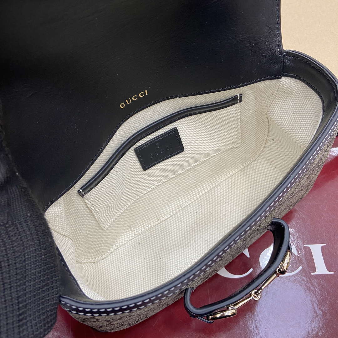 Gucci 815205 Gucci Horsebit 1955 Soft Small Shoulder Bag Black leather trim - Default Title - View 9