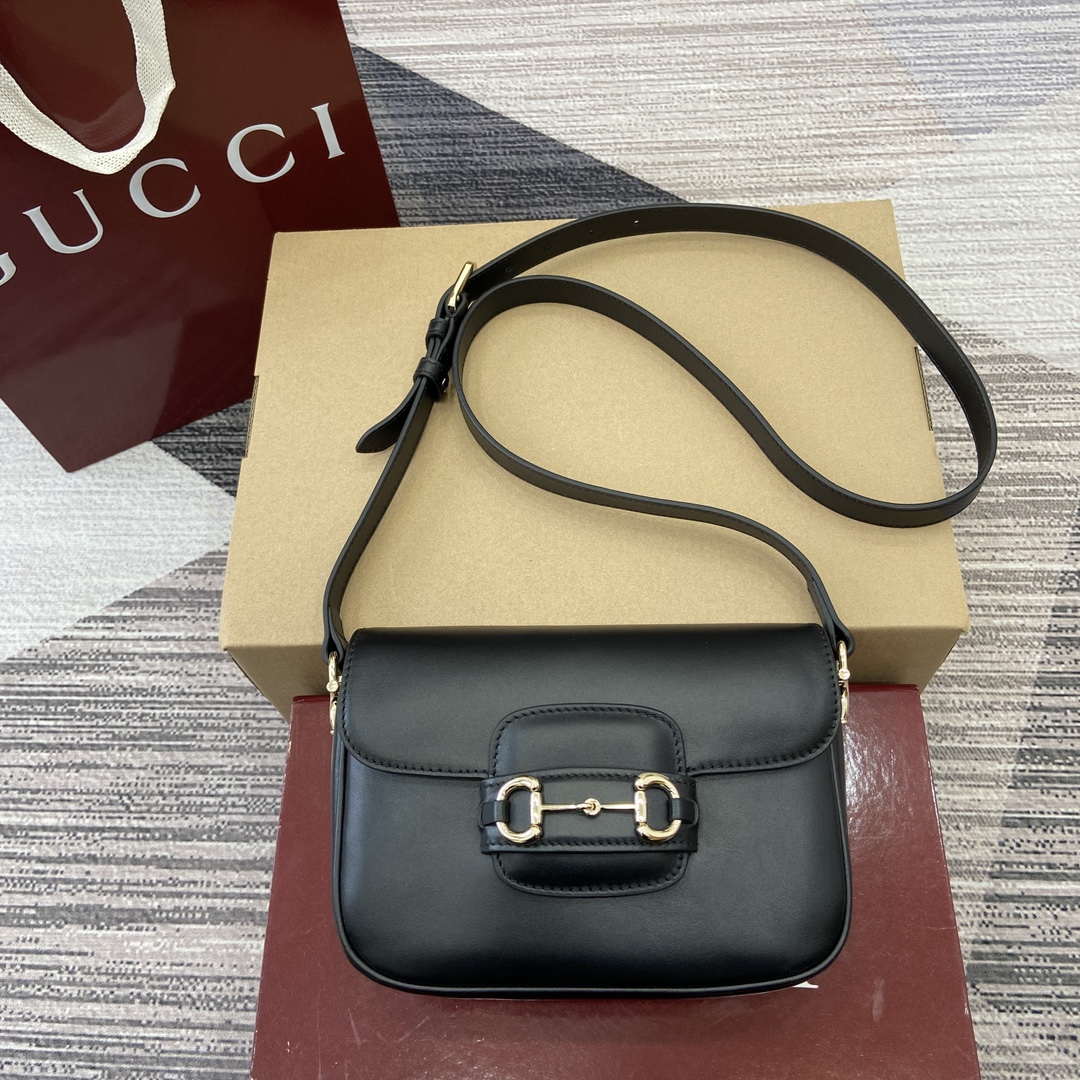 Gucci 815205 Gucci Horsebit 1955 Soft Small Shoulder Bag Black - Default Title - View 1