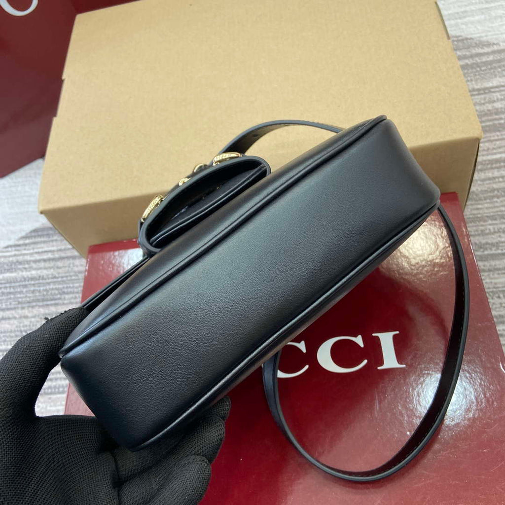 Gucci 815205 Gucci Horsebit 1955 Soft Small Shoulder Bag Black
