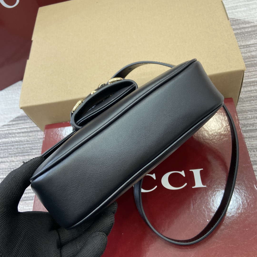 Gucci 815205 Gucci Horsebit 1955 Soft Small Shoulder Bag Black