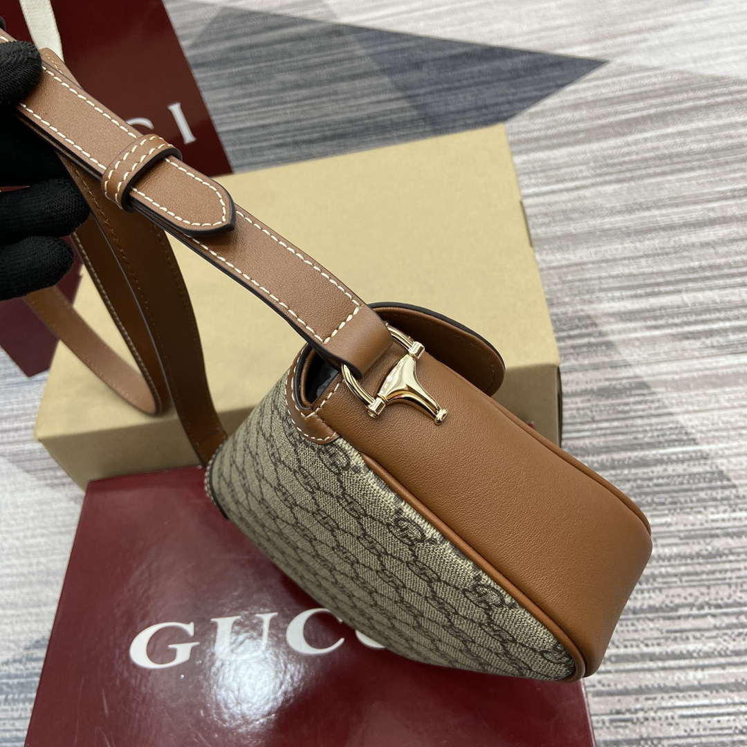 Gucci 815205 Gucci Horsebit 1955 Soft Small Shoulder Bag Brown leather trim - Default Title - View 3
