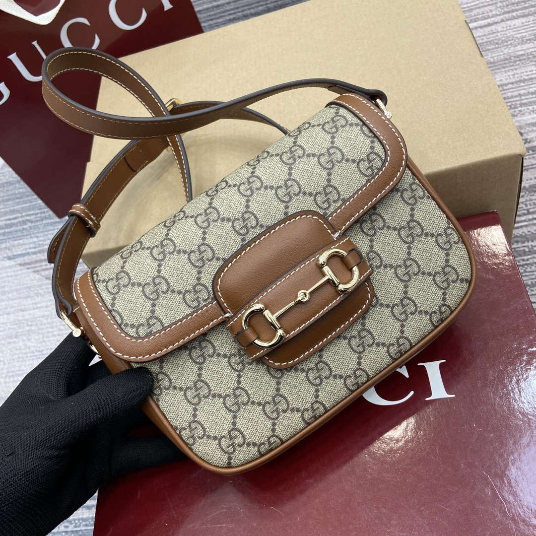 Gucci 815205 Gucci Horsebit 1955 Soft Small Shoulder Bag Brown leather trim - Default Title - View 5