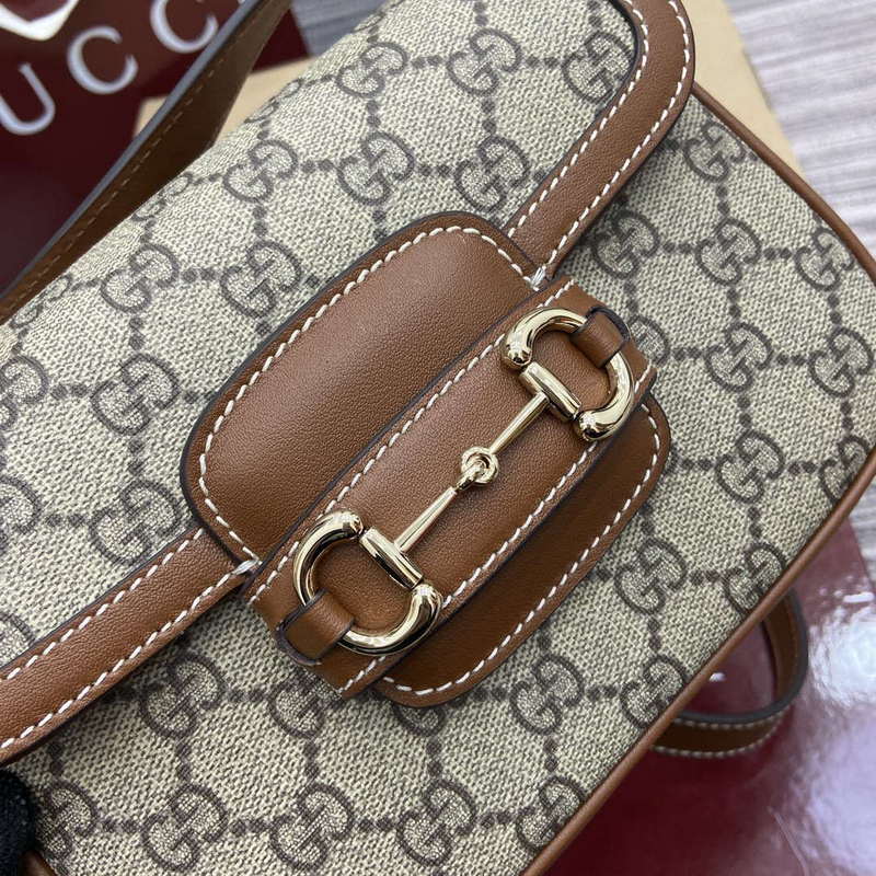 Gucci 815205 Gucci Horsebit 1955 Soft Small Shoulder Bag Brown leather trim - Default Title - View 6