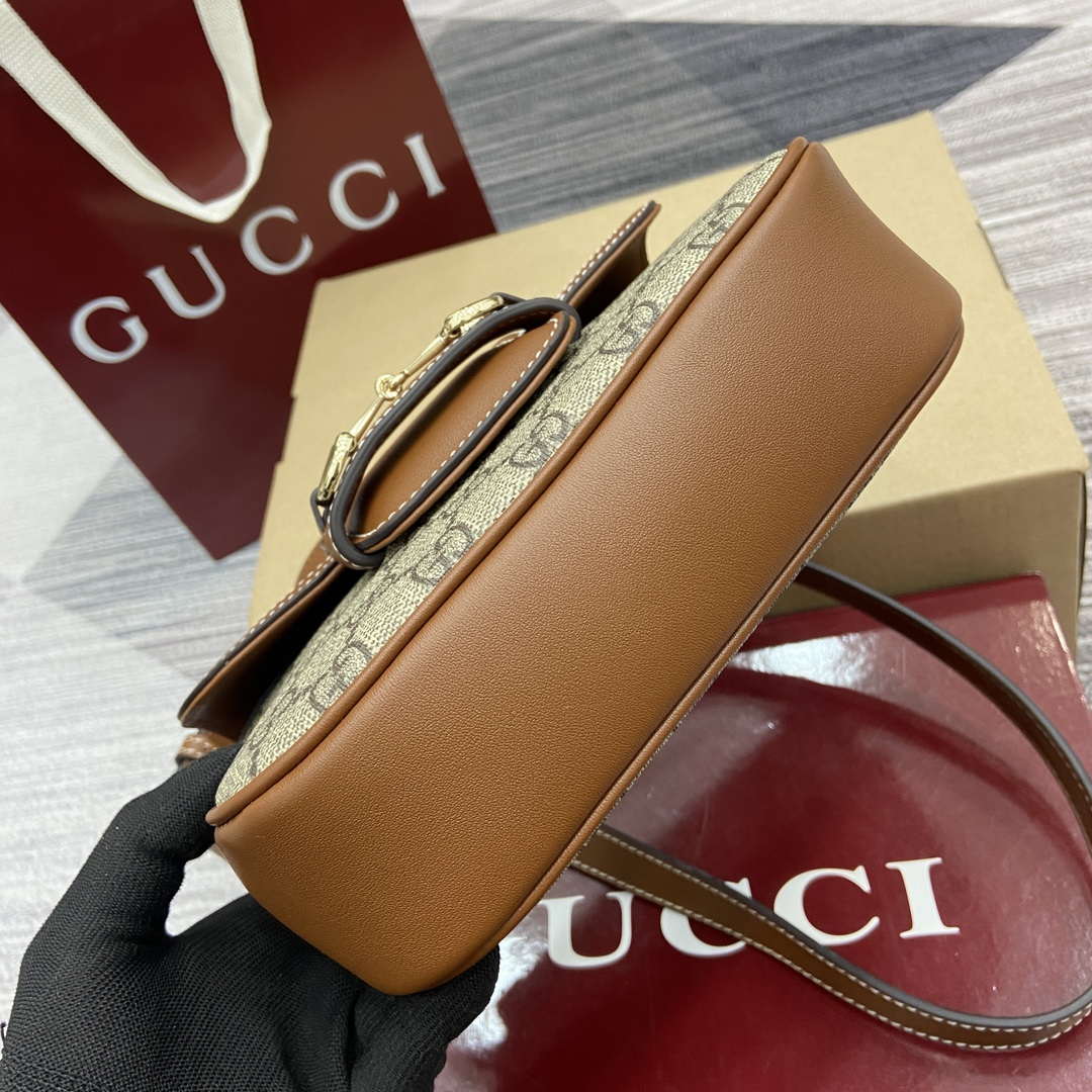 Gucci 815205 Gucci Horsebit 1955 Soft Small Shoulder Bag Brown leather trim - Default Title - View 7