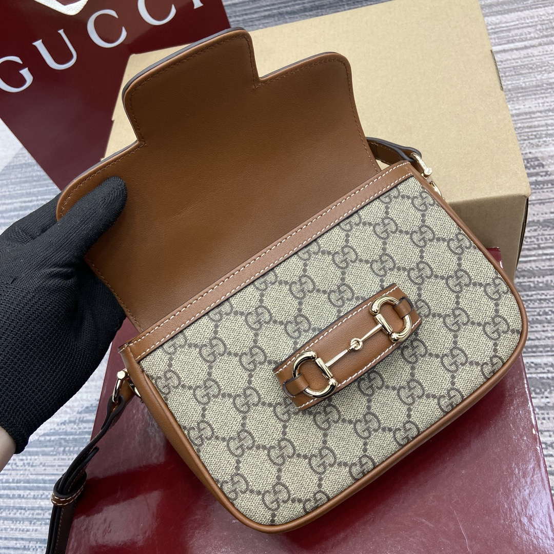 Gucci 815205 Gucci Horsebit 1955 Soft Small Shoulder Bag Brown leather trim - Default Title - View 8