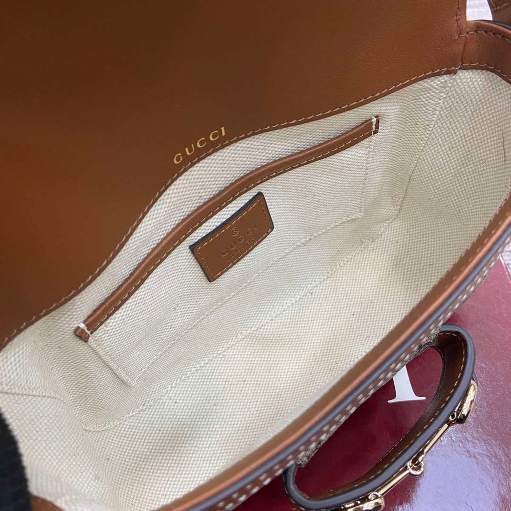 Gucci 815205 Gucci Horsebit 1955 Soft Small Shoulder Bag Brown leather trim